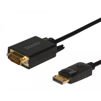SAVIO DisplayPort–VGA (D-Sub) kabelis, 1,8 m, melns