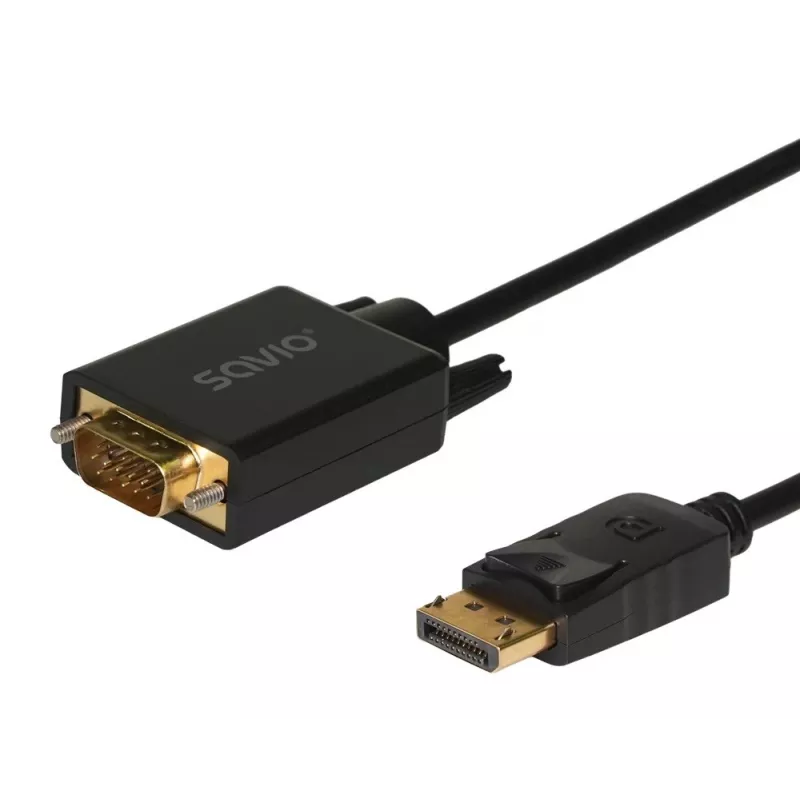 SAVIO DisplayPort–VGA (D-Sub) kabelis, 1,8 m, melns