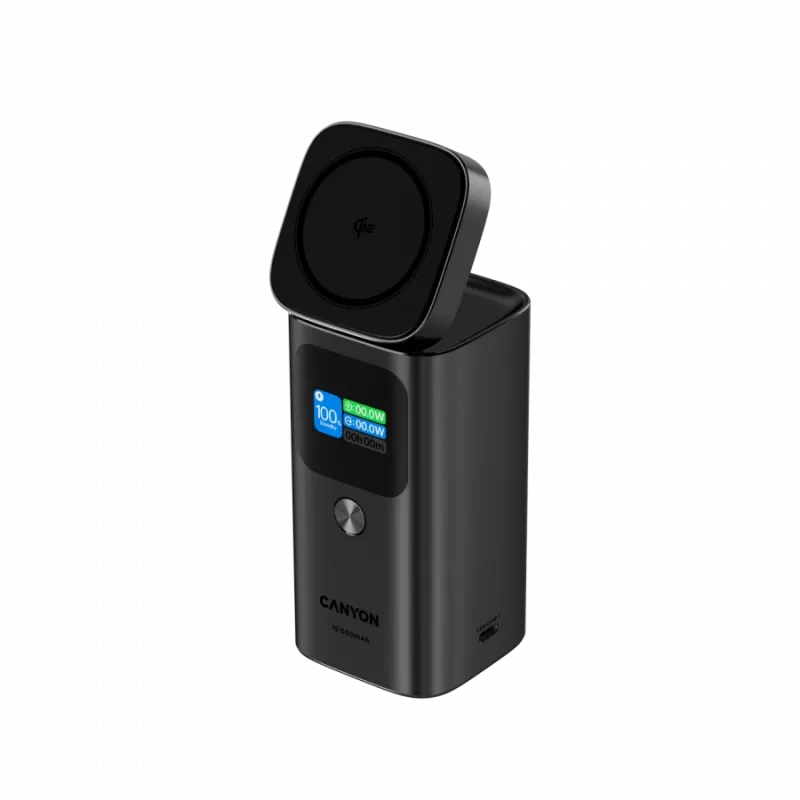 CANYON Qi2 magnētiskais barošanas bloks OnPower 150 15000mAh Alumīnijs Tumši pelēks