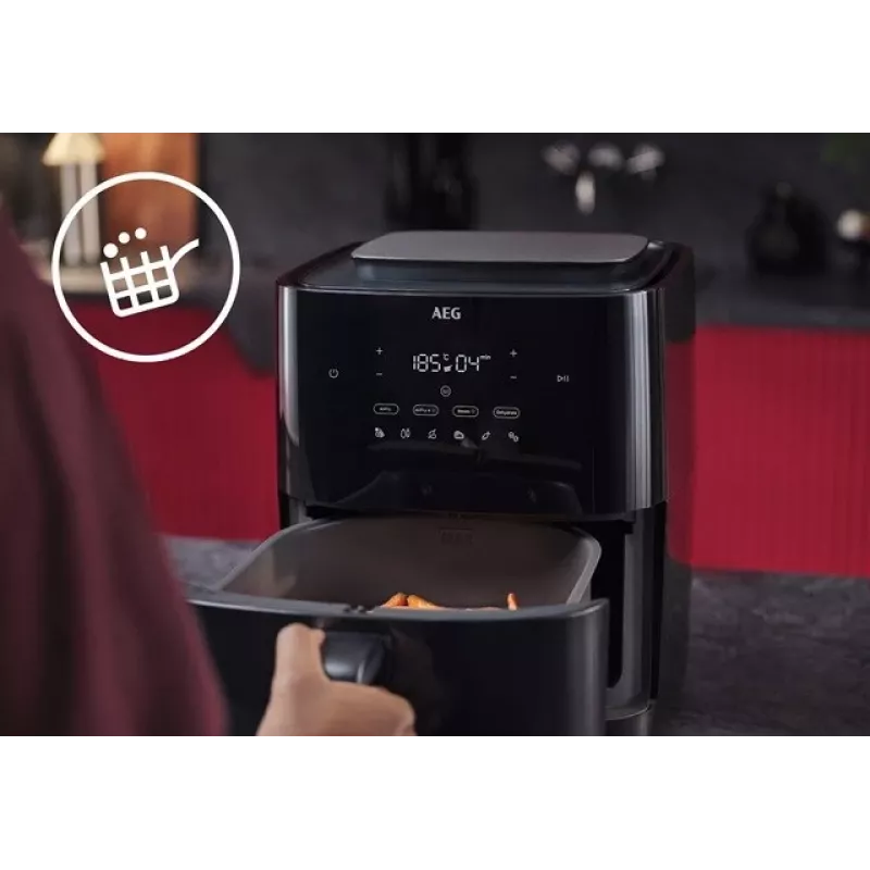 Karstā gaisa friteris AEG AAF7SB — 6,9 L, 1700 W, digitāla skārienvadība, melns