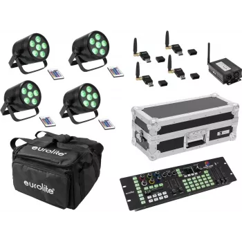 Pārnēsājams ar baterijām darbināms apgaismojuma komplekts EUROLITE AKKU Mobile 20000668, uzlādējams LED gaismekļu komplekts