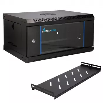 EXTRALINK LITE 4U 530X400 PIENĀRĒJAMS RACKMONTĀŽAS SKAPIS MELNS AR PLAUKTU