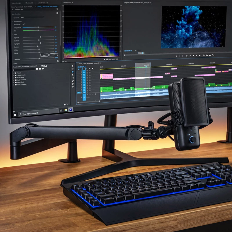 Raidīšanas mikrofonu statīvs Elgato Wave Mic Arm LP, galda stiprinājums, melns, 1.69 kg