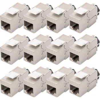 Keystone modulis DIGITUS CAT 6A ekranēts ar inteliģentu kabeļu pārvaldnieku, plakans RJ-45, 14,5×34,5×21 mm — 12 gab.