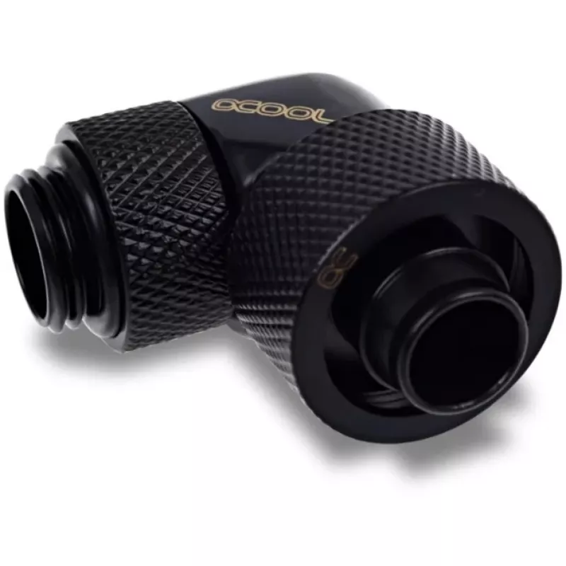 Eiszapfen 16/10mm skrūvējamais savienotājs 90° pagriežams G1/4, melns savienotājs, mīkstajām caurulēm (PVC, silikons, neoprēns)