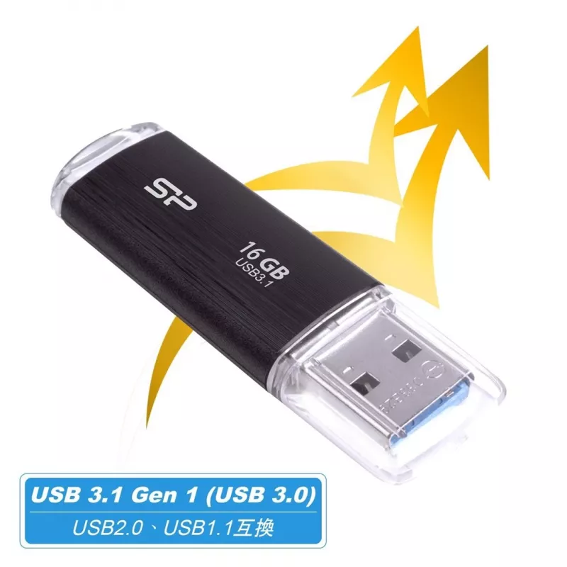 SILICON POWER Blaze B02 USB zibatmiņa 16 GB USB Type-A 3.2 Gen 1 (SP016GBUF3B02V1K) Melna