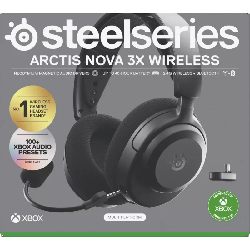 Austiņas STEELSERIES Arctis Nova 3X Wireless Bluetooth — apļveida, galvas stīpa, 20–22000 Hz, 260 g