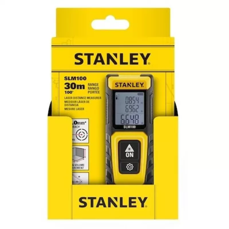 Attāluma mērītājs STANLEY SLM100 — lāzera diapazons 30 m, kompakts rokas mērīšanas rīks