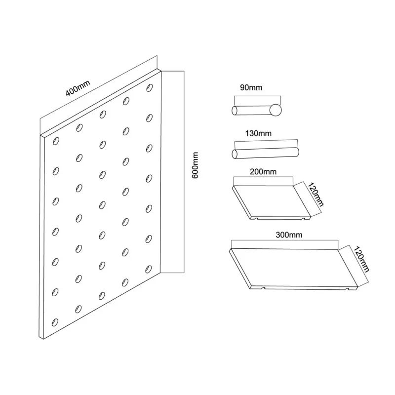 Maclean MC-130 WD koka dēlis-organizators, 40x60 cm, līdz 20 kg
