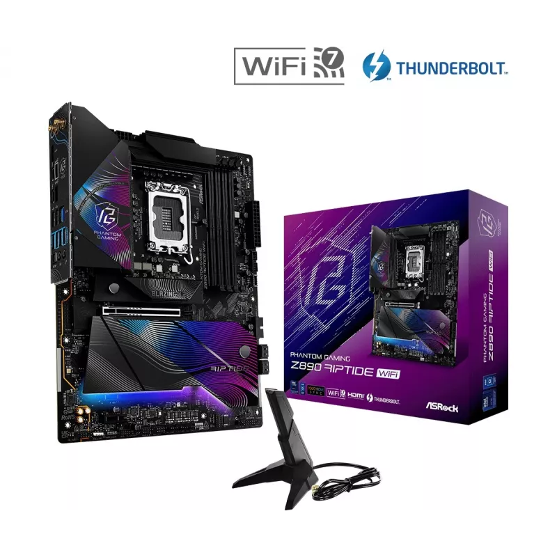Mātesplate ASRock Z890 Riptide WiFi — Intel Z890, LGA1851, ATX, DDR5, 4 DIMM, Wi-Fi 7, 2,5Gb LAN, Thunderbolt 4
