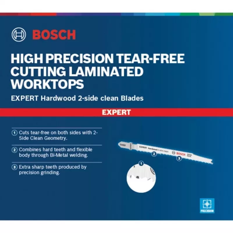 Bosch EXPERT ‘HARDWOOD 2-SIDE CLEAN’ T308 BF finierzāģa asmens Bimetal 5 gab.