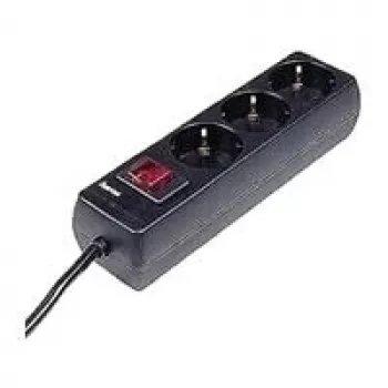 Hama 00030392 pārsprieguma aizsargs, melns, 3 maiņstrāvas kontaktligzdas, 230 V, 1,4 m