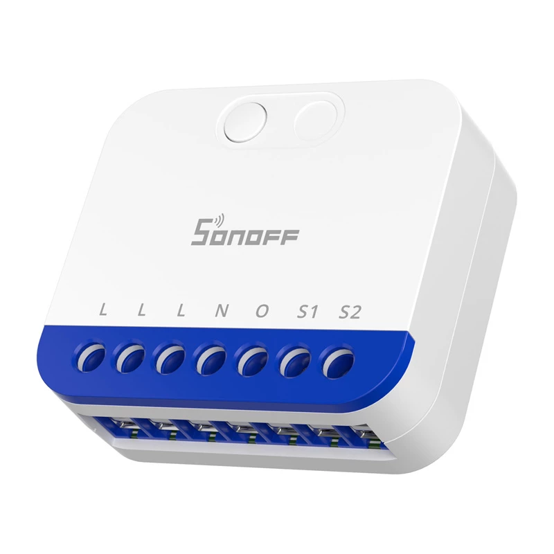 Viedais mini Wi‑Fi dimmera kontrolieris Sonoff MINI‑DIM — kompakts sienas modulis LED/apgaismojuma dimmēšanai, Matter saderīgs