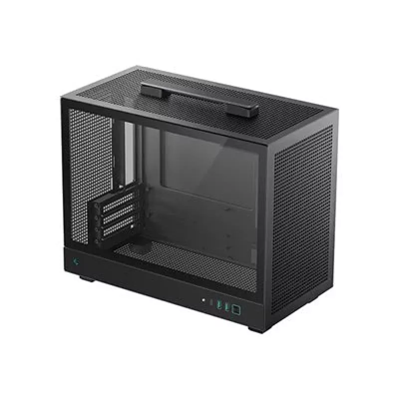 Datora korpuss DeepCool CH160 PLUS Small Form Factor SFF ATX/mATX, rūdīts stikls, USB-C, melns