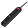 Strāvas sadalītājs SAVIO LZ-15 — 5 maiņstrāvas rozetes, universāls kontaktdakša, 5 m kabelis, 2500 W, 10 A, melns