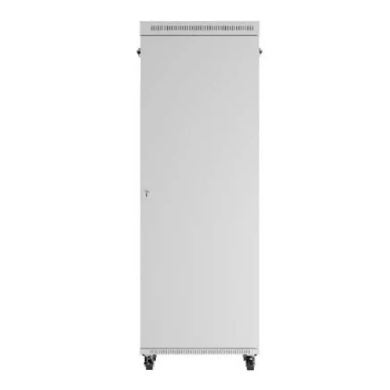 Rack cabinet LANBERG FF01-8047-12SL 47U 800x1000 mm pelēks ar priekšējām un aizmugurējām stikla durvīm un LCD paneļa vietu