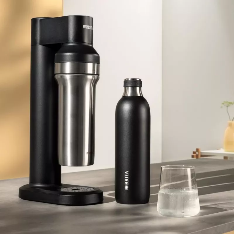 BRITA gāzēšanas pudele 650 ml, nerūsējošais tērauds, melna, piemērota trauku mazgājamajai mašīnai