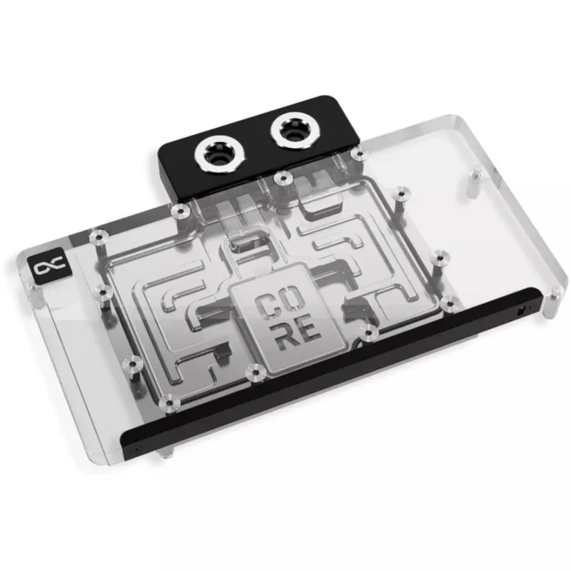 Grafikas kartes ūdens bloks Alphacool Core RX 9070 XT Hellhound+ Transparent Chrome ar aizmugures plāksni