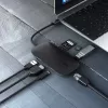 Klēpjdatora dokstacija AUKEY CB-C71 — 3x USB‑C (USB 3.2 Gen1), HDMI, RJ‑45, MicroSD, USB PD 100W, 0,15 m kabelis, melna
