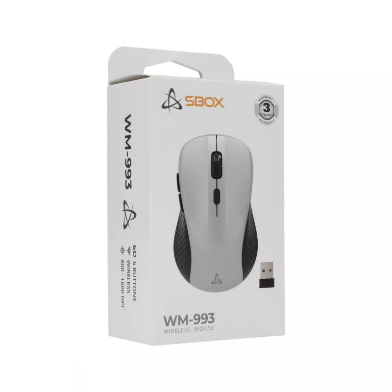 SBOX WM-993 sudraba bezvadu pele, USB Type-A