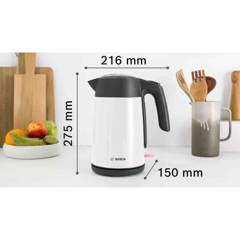 Bosch TWK7L461 elektriskā tējkanna 1,7 L 2400 W balta