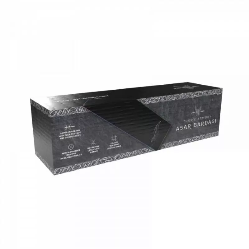 L33T Gaming 160406 Asar Bardagi XXL RGB Gaming pelēks paliktnis, ātra virsma. 920 x 294 x 3 mm, Melns