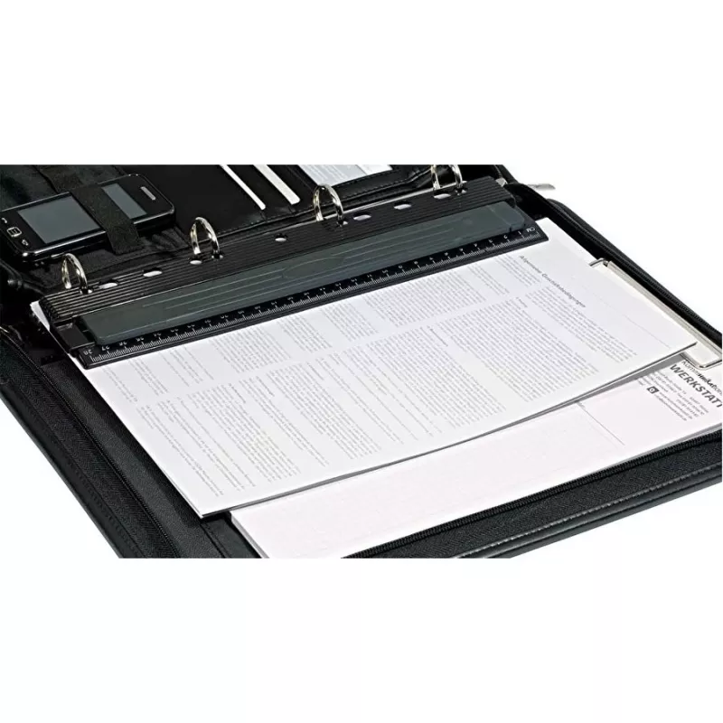 Caurumotājs WEDO 67 9401 — 4 caurumu metāla perforators, melns, caurumošanas jauda 3 mm, 66 mm platums