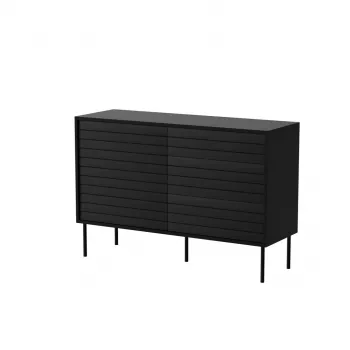 Kumode cama meble CORTINA 1D3S 120x40x81 cm, melna, 3 atvilktnes, skaidu plāksne