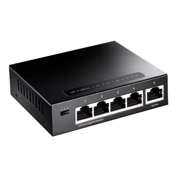 Tīkla slēdzis Cudy GS105 — 5 portu Gigabit Ethernet (10/100/1000), melns, 5 V DC barošana iekļauta