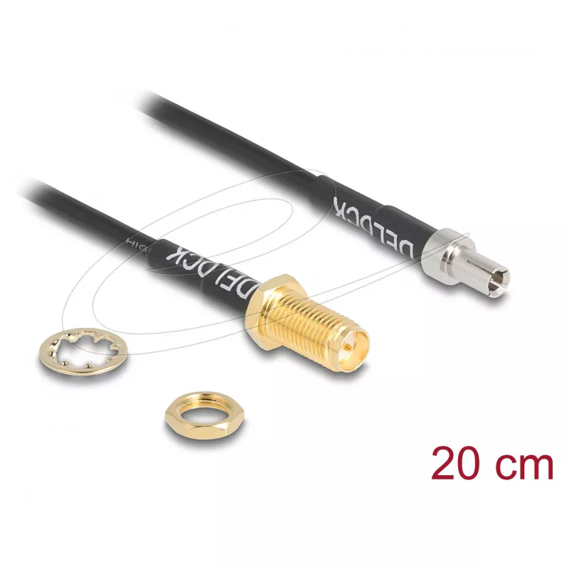 Koaksiālais kabelis DELOCK 90919 RG-174, 20 m, RP-SMA uz TS9, melns