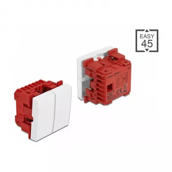 Spiedpogu slēdzis DELOCK Easy 45 1P Balts — 250 V AC, 10 A, 45×45×37 mm