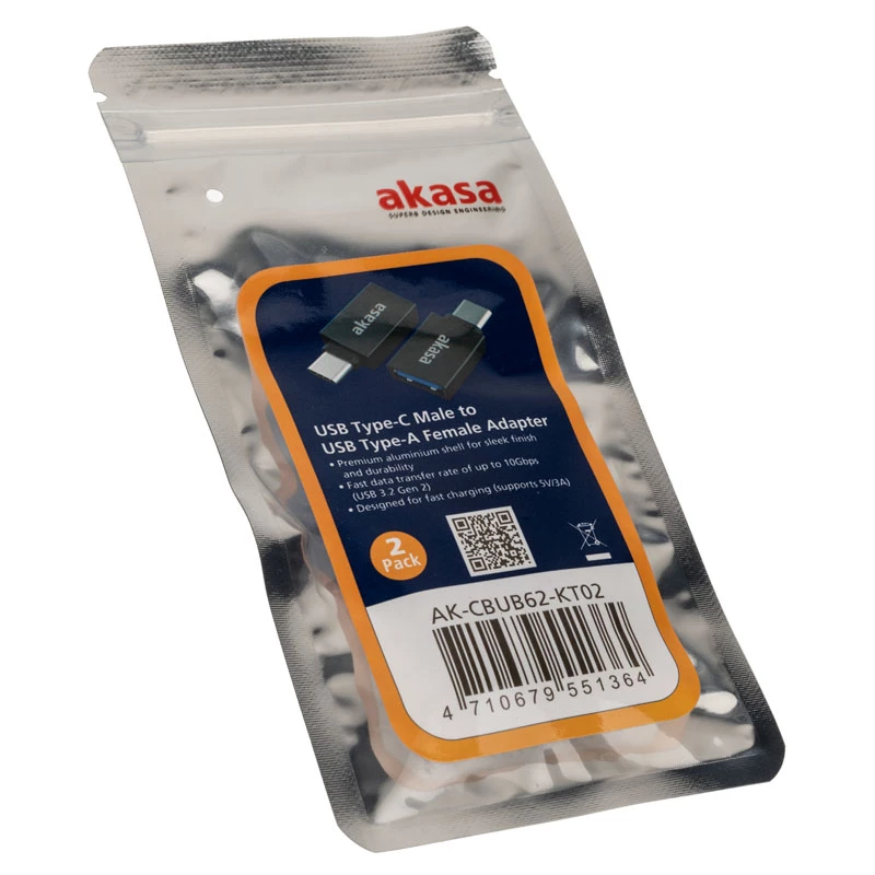 USB Type-C USB Type-A kabeļa dzimumu pārveidotājs Akasa AK-CBUB62-KT02