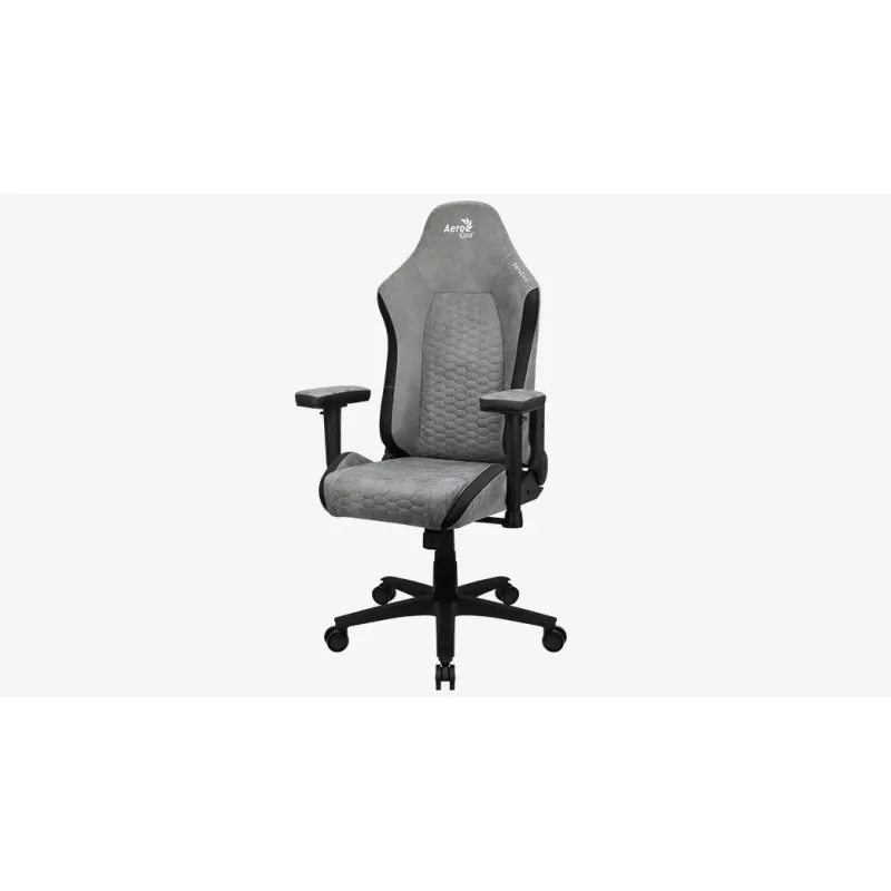 Aerocool Crown AeroSuede universāls spēļu krēsls ar polsterētu sēdekli, akmens pelēks