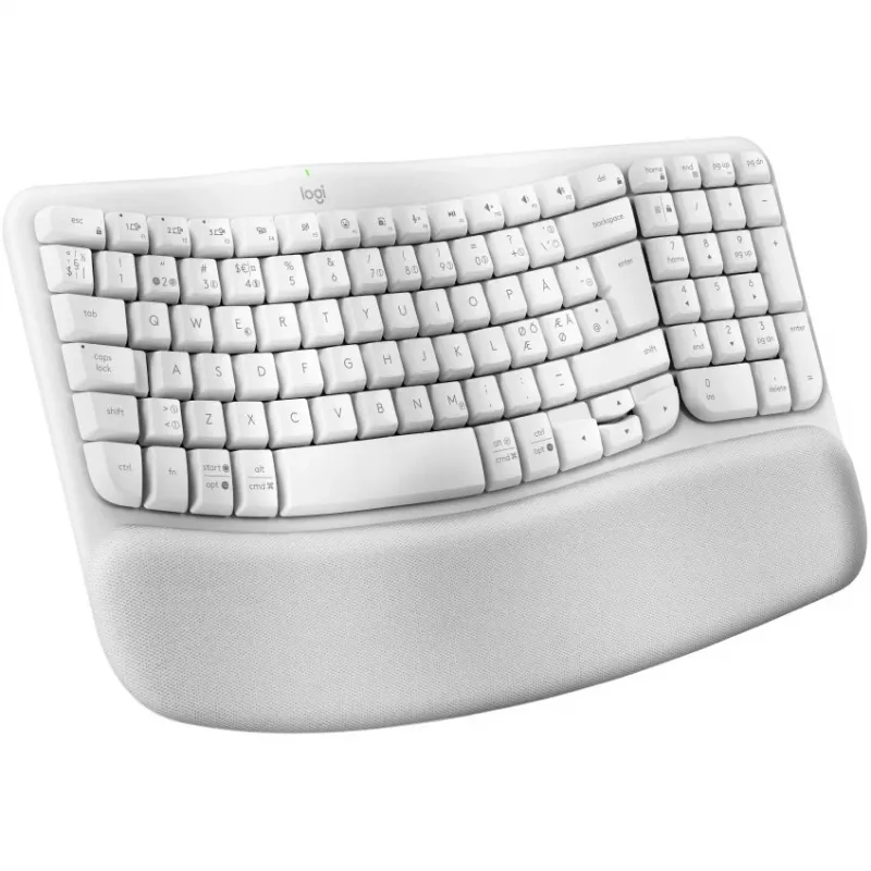 Logitech Wave Keys tastatūra ar polsterētu plaukstas balstu, bezvadu Bluetooth LE QWERTY, bālgana (PAN)