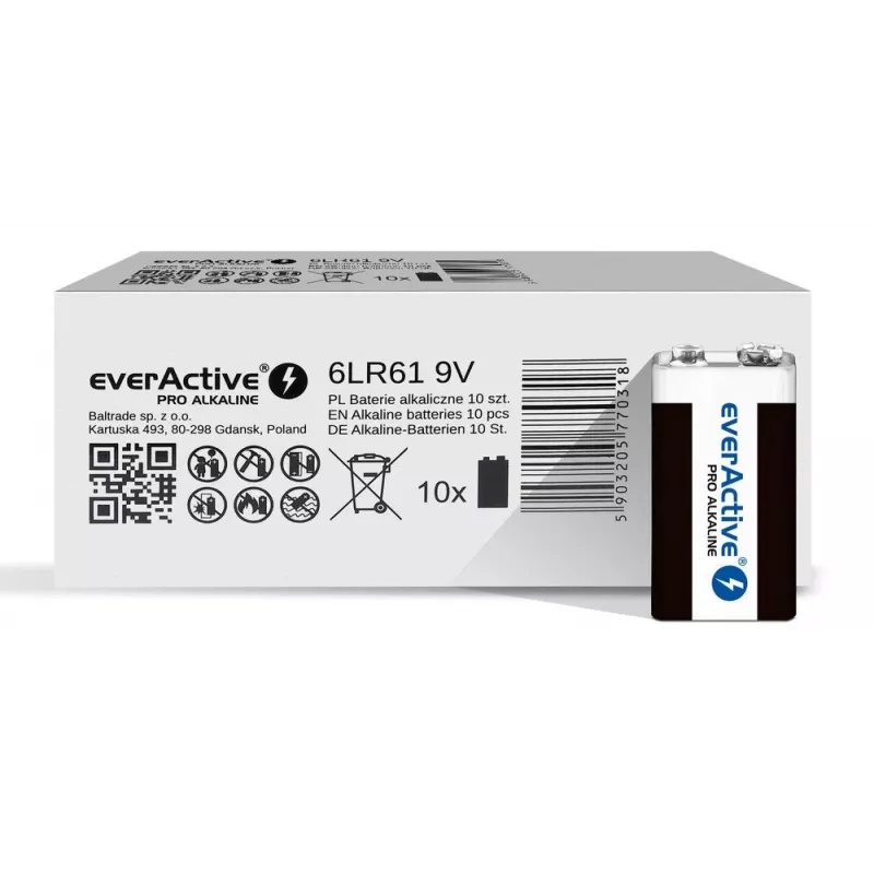 Baterija Alkaiczna EverActive Pro Alkaline 6LR61 9V
