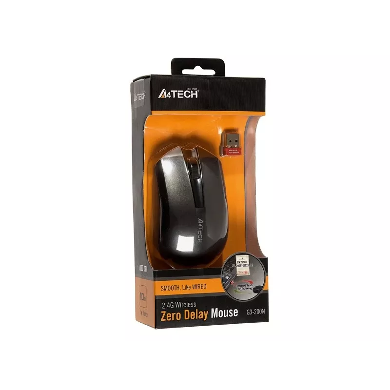 A4Tech G3-200N pele ceļojumiem piemērota abām rokām RF bezvadu V-Track 1000 DPI