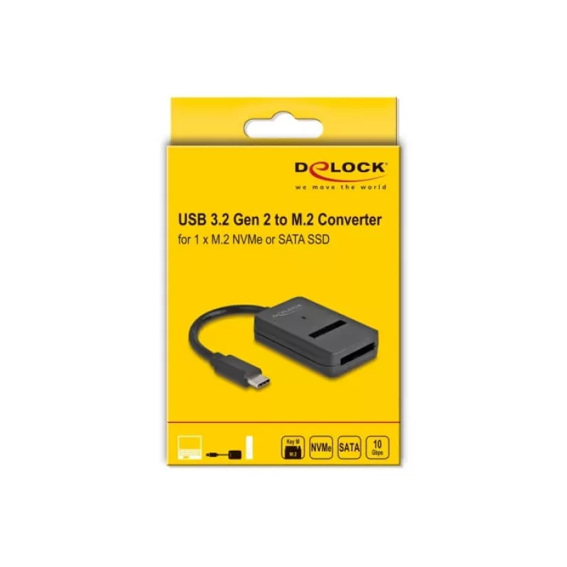 DeLOCK kombinētais adapteris M.2 NVMe PCIe SATA SSD USB Type-C ar 10 Gbps