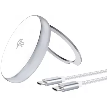 4smarts Qi2 Charger Kickstand Sudrabains Balts - Lādētājs (540987)
