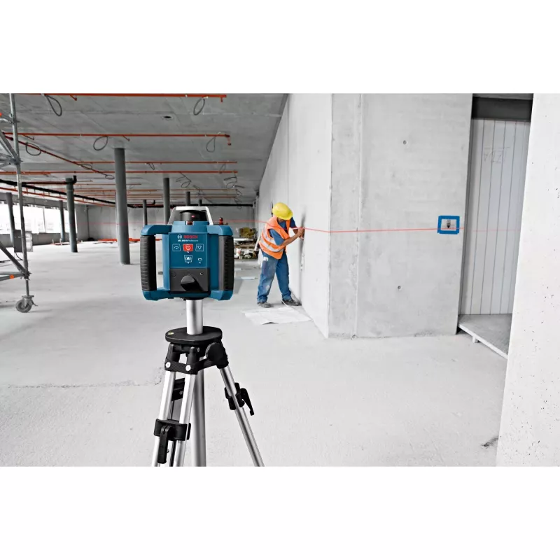 Bosch rotācijas lāzers GRL 300 HV Professional zils/melns, sarkana lāzera līnija un vertikāls punkts, ar turētāju WM 4 un lāzera uztvērēju LR 1, koferī