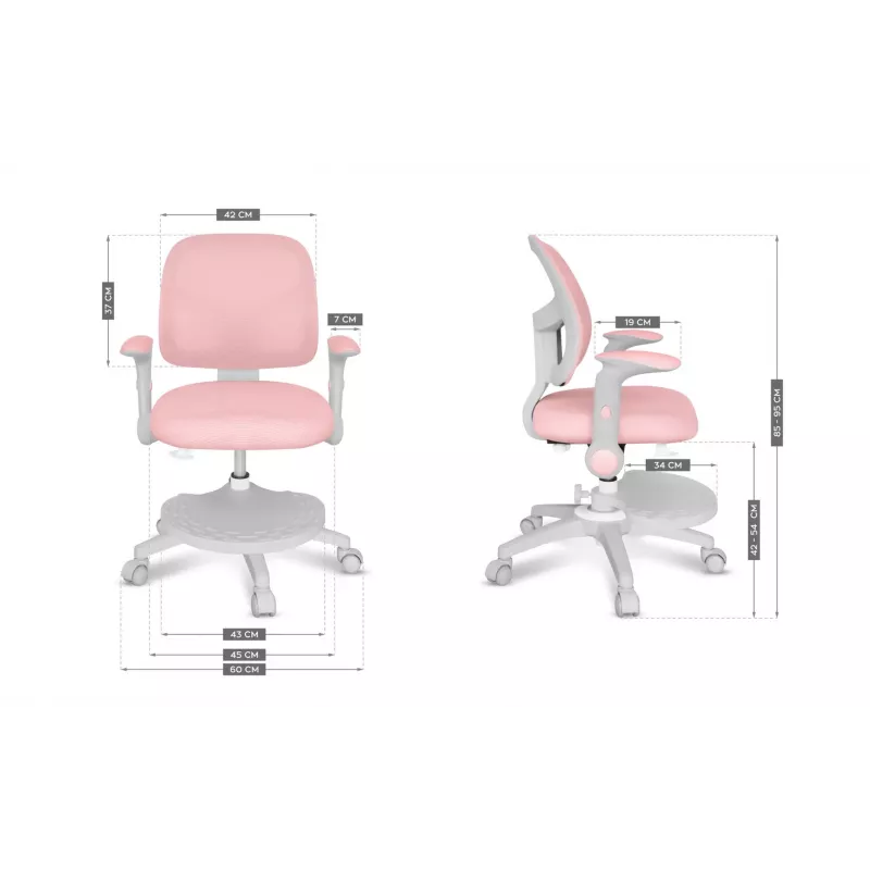 Junior 5.0 Pink grozāmais krēsls