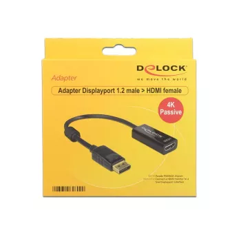 DeLOCK - Video-/Audio adapteris - DisplayPort / HDMI - DisplayPort (V) - HDMI, 19 kontaktu (S) - 20 cm - (DisplayPort 1.2) - Melns (62609)
