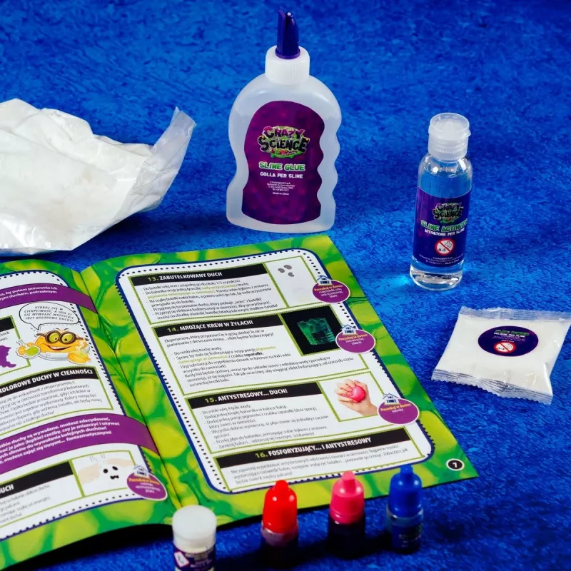 Zinātnes komplekts Liscianigiochi Crazy Science Slime in the dark 304-PL89239 — tumsā spīdošo gļotu eksperimentu komplekts