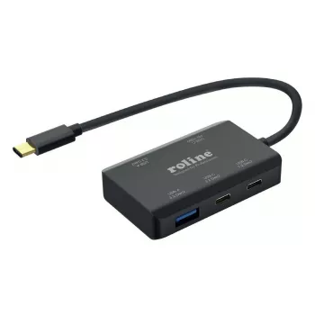ROLINE USB 3.2 Gen 2 centrmezgls, 4 portu (2x USB-A + 2x USB-C), PD, Type C savienojuma kabelis (14.02.5060)