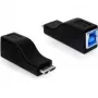 Kabeļa savienotāja adapteris micro USB-B M USB-B F melns DeLOCK 65216