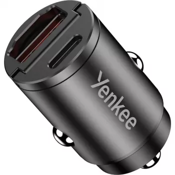 Auto lādētājs YENKEE CAR 02 Power Delivery 30W ar USB-A un USB-C pieslēgvietām