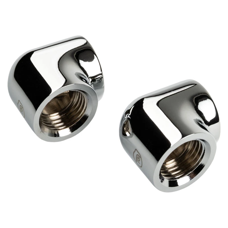 Bitspower Touchaqua adapteris 90 grādu leņķī G1/4 collas IG uz G1/4 collas IG - 2 komplekti, sudraba