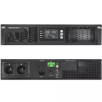 Qoltec 52285 nepārtrauktās barošanas avots (UPS) Dubultās pārveidošanas (Online) 1 kVA 1000 W 2 AC kontaktligzdas