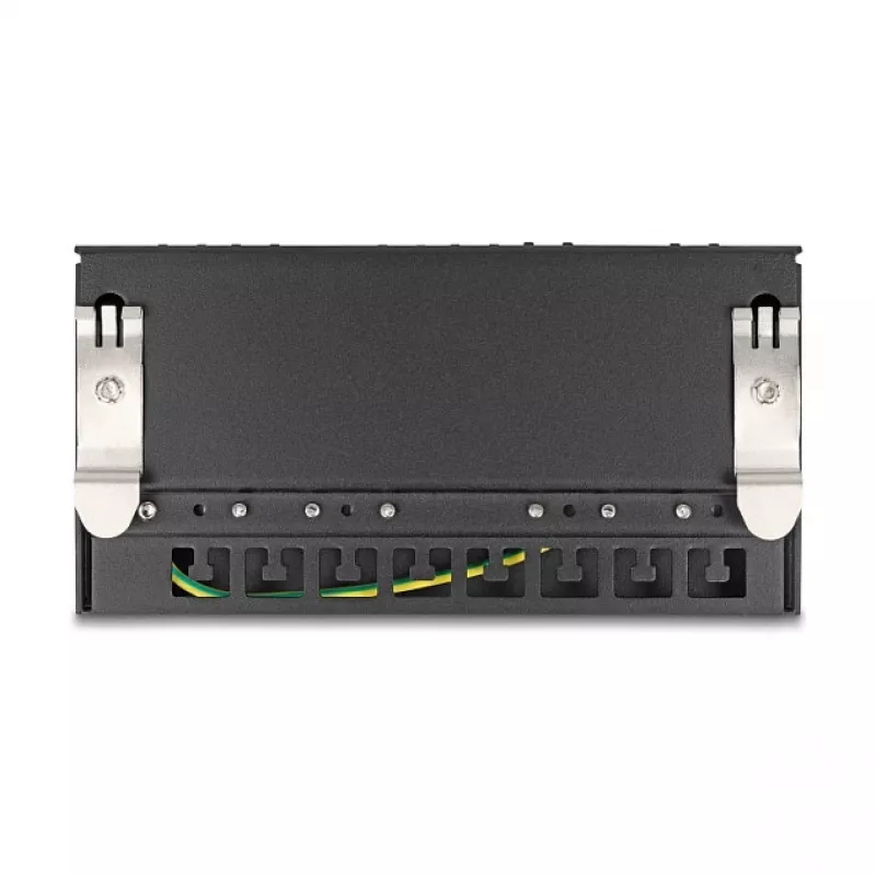 Ielāpu panelis DELOCK Mini Desktop RJ45 8 portu Cat.6A ekranēts melns galda, sienas vai DIN sliedes montāžai