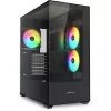 PC korpuss Sharkoon SK6 ARGB Tower ATX melns — mid-tower ATX, ARGB apgaismojums, rūdīta stikla sānu panelis