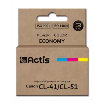 Saderīgs tintes rullītis ACTIS KC-41R — ciāna, fuksīna, dzeltena, uz krāsvielu bāzes, standarta ietilpība, saderīgs ar Canon CL-41/CL-51
